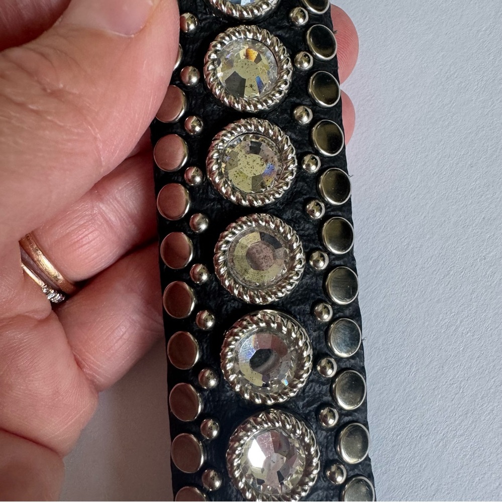 Kippys Swarovski crystal leather western Y2K black an silver trendy country belt - Picture 8 of 15